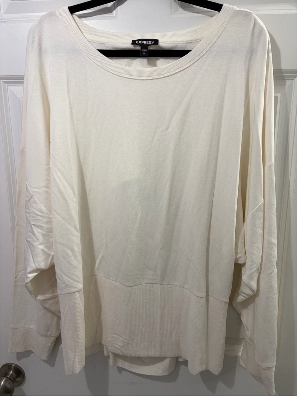 Express Cream Tunic Open Back Soft Long Sleeve Top XL